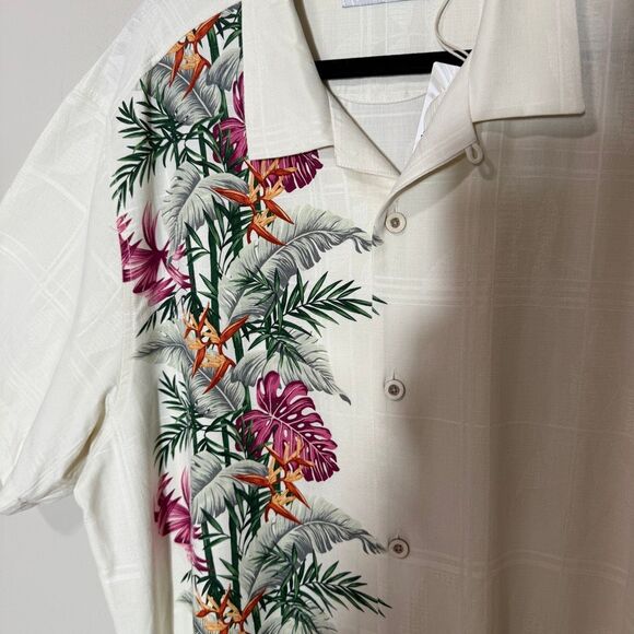 TOMMY BAHAMA Men’s Bloom Terrace Silk Hawaiian Button Up Shirt Extra Large Flaw - Picture 5 of 8